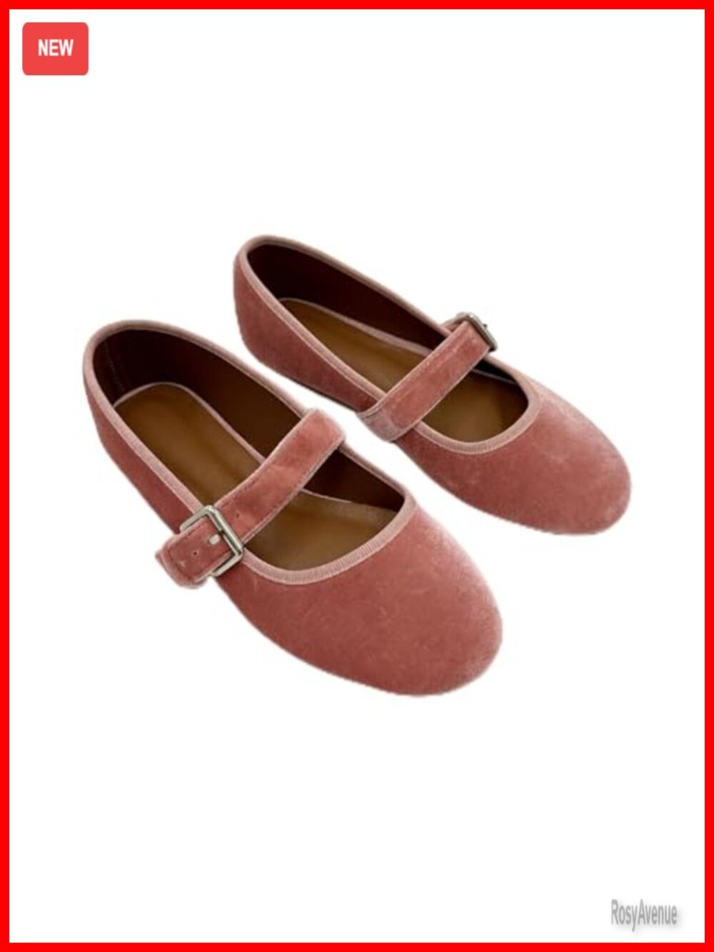 Velvet Mary Jane Flats Round Toe Buckle Strap Slip On Women's Comfort Shoes